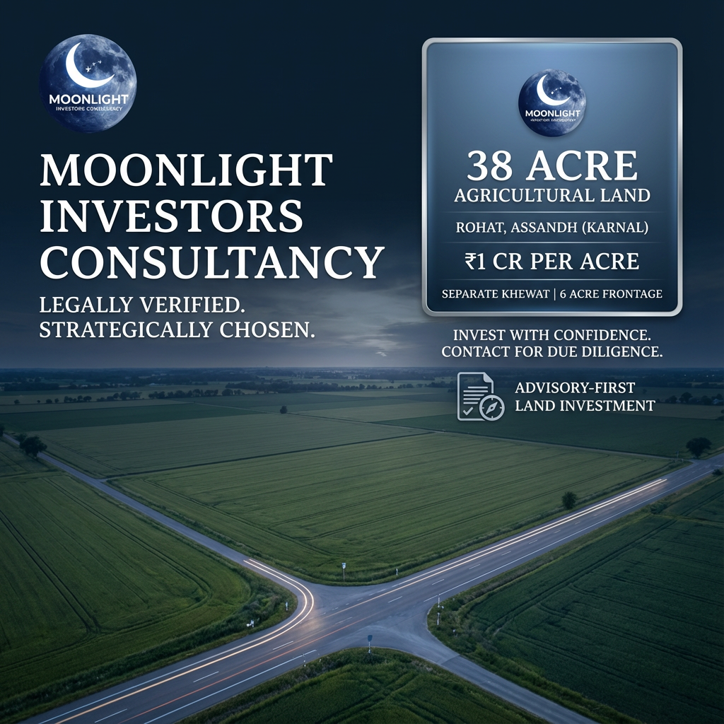 38 Acre Agricultural Land | Rohat, Assandh (Karnal) | ₹1 Cr per Acre | Separate Khewat | 6 Acre Frontage